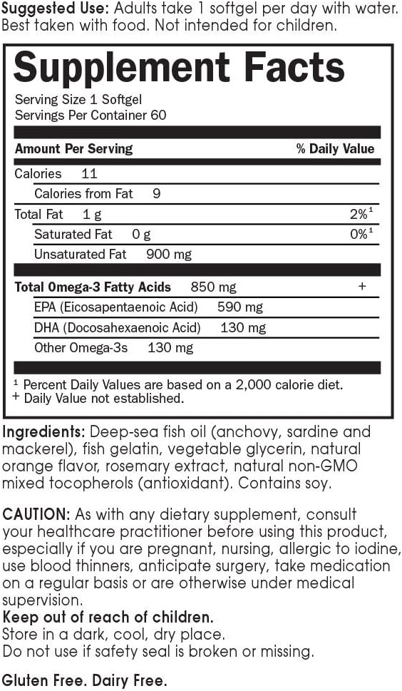 Minami Nutrition Garden of Life Supercritical Omega-3 Fish Oil, 60 Soft Gels each, 850mg, 2 Pack: Health & Personal Care