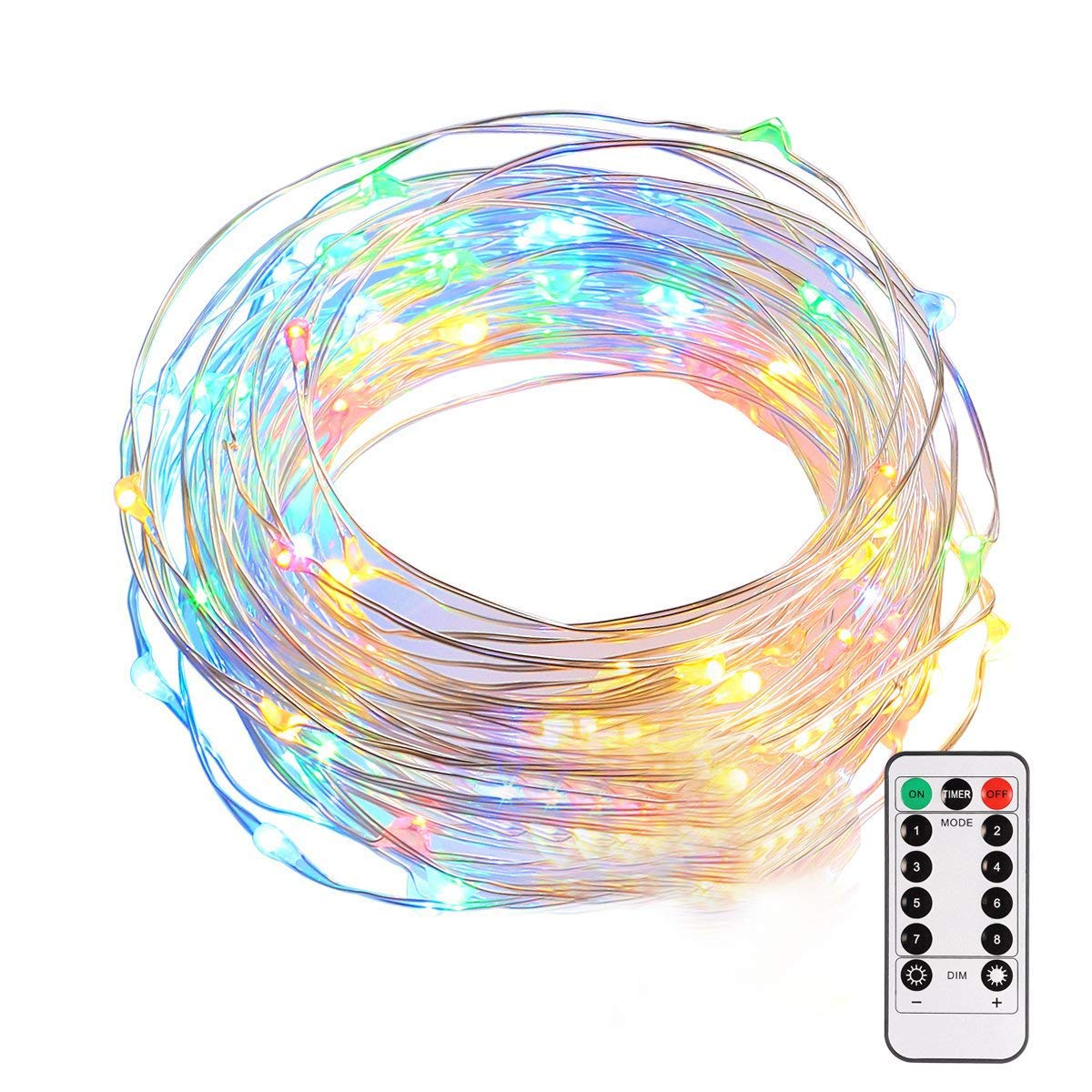 Bunte Lichterkette 5m - 50 LEDs Batteriebetrieben Wasserdicht