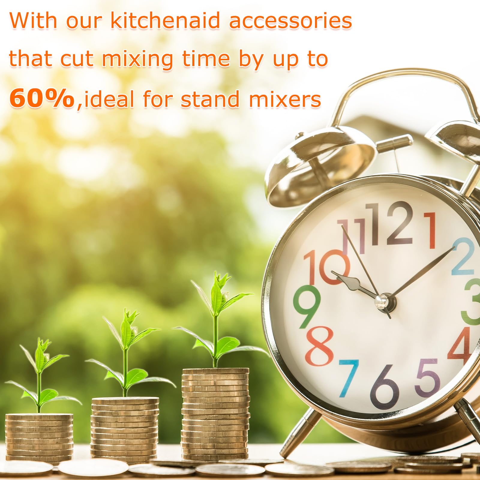 Stand Mixer Attachments 3-Piece Kit -Replace for Kitche.n aid Accessories K45WW Wire Whip/ K45DH Dough Hook /K45B Coated Flat Blade Paddle with Scraper -Stainless Steel by TOMOON