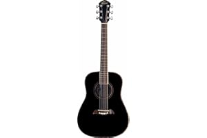 Oscar Schmidt 6 String OGHS 1/2 Size Dreadnought Left Hand Acoustic Guitar. Black, (OGHSBLH-A)