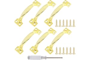 Kyuionty 6 Pcs 4" Metal Gate Pull Handles, Bow Gate Handle Screen Door Pull, Vintage Barn Door Handles (Gold)