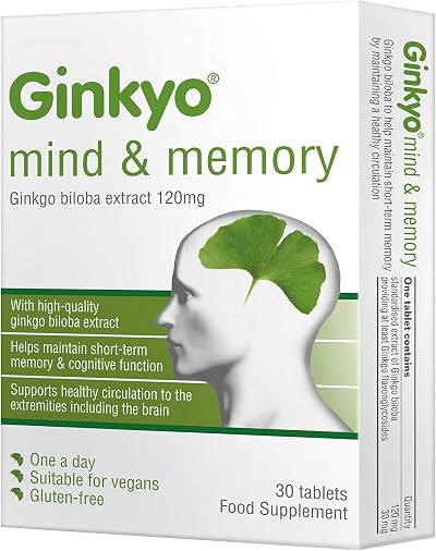 Ginkyo Mind & Memory 120 mg Ginkgo Biloba 30 Tablets Vegan Gluten Free
