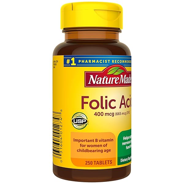 NATURE MADE FOLIC ACID 400 MCG (665 MCG DFE), DIETARY SUPPLEMENT FOR NERVOUS SYSTEM FUNCTION, 250 TABLETS, 250 DAY SUPPLY