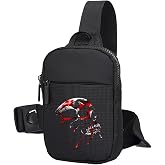 FOECBIR Small Travel Sling Bag For Men, Mini Sling Bags Waterproof For Women Crossbody Bag Chest Bags For Travel Work Sport (Red Skull, Small)