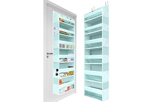 HOMELUX THEORY 1 PC Heavy Duty Over the Door Organizer 55x14x6.7, 6 Large Front & 12 Side Pockets, Hanging Storage Closet Door Organizer for Bedroom, Bathroom and Baby Nursery Storage (Baby Blue)