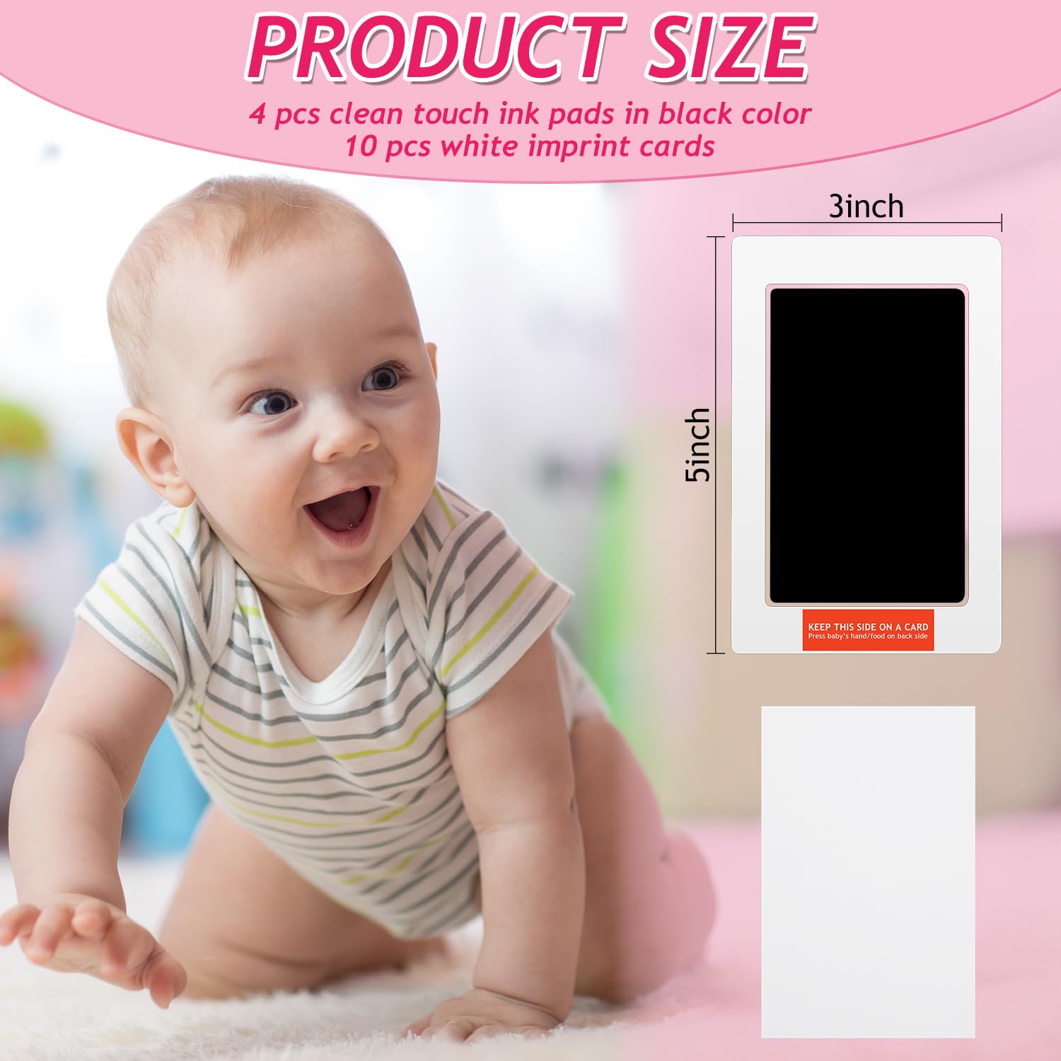 Outus 14 Pcs Paw Print Kit for Dogs No Mess Ink Pad Pet Memorial Newborn Footprint Impression Kit for Pets 4 Inkless Pads with 10 Blank Cards(3 x 5 Inch, Orange, Pink, Light Green, Light Blue)