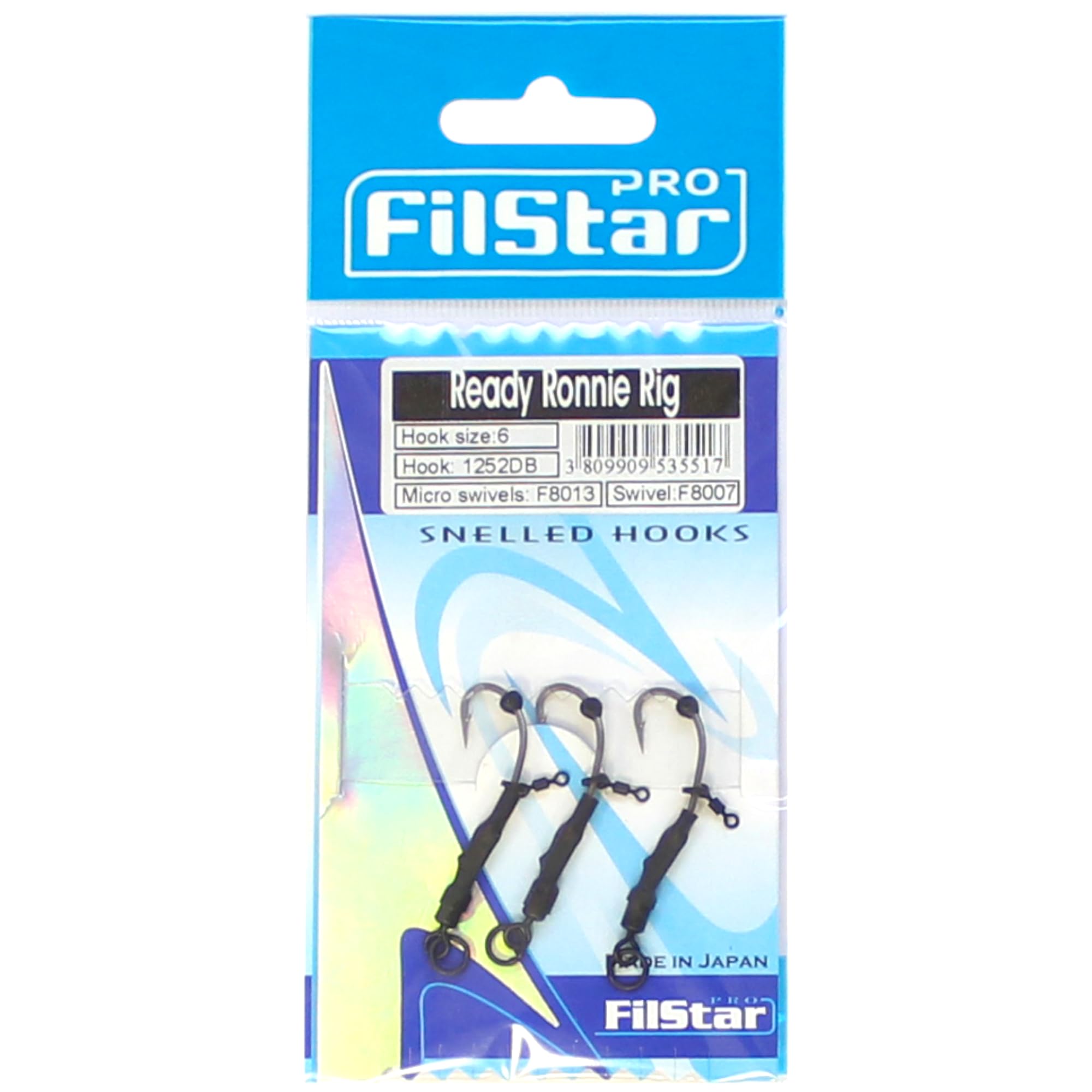 PRO FILSTAR Set of 3 Fishing Hooks for Ronnie Rig N6 - Hooks for Carp Fishing with Swivel & Ring - Carp Fishing Accessories - Pop Up Boilies Carp Hooks - Carp Fishing Hook - Fishing Accessories - Carp