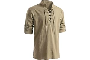 Westmall Men's medieval Retro Style pirate Shirts Renaissance shirt Long Sleeve Shirts Viking style Halloween costume