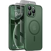 GolbinBox Magnetic for iPhone 16 Pro Case with Camera Control Button,Compatible with MagSafe,[Full Camera Protection][Privacy Screen Protector] Matte Translucent Phone Cover for iPhone 16 Pro(Green)