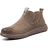 DINGGU Steel Toe Shoes for Men Welding Mens Work Shoes Slip On Comfortable Safety Composite Toe Construction Boots