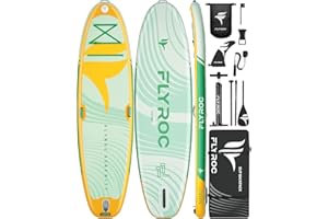 FLYROC 11’x35 Extra Wide Inflatable Paddle Board, 430lb Capacity Stable Paddleboard for Yoga, Stand up Paddle Board for Adults(x3), Full Coverage EVA Deck, 5 Handles, 100L Backpack, All-Round