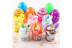 FUNEWEST Easter Basket Stuffers for Kids, 6 Pack Butter Slime Eggs with Colorful Slimes Charms & Toys Inside, Easter Basket Essentials for Teens Girls Boys, Non-Toxic & Child Safe Egg Hunt Gifts