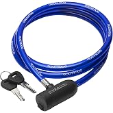 DocksLocks Straight Security Cable Lock (5ft-25ft Lengths) with Keys | Weatherproof outdoor anti-theft steel; bike lock with key; bicycles, kayaks, scooters, jet skis, paddleboards; long cable