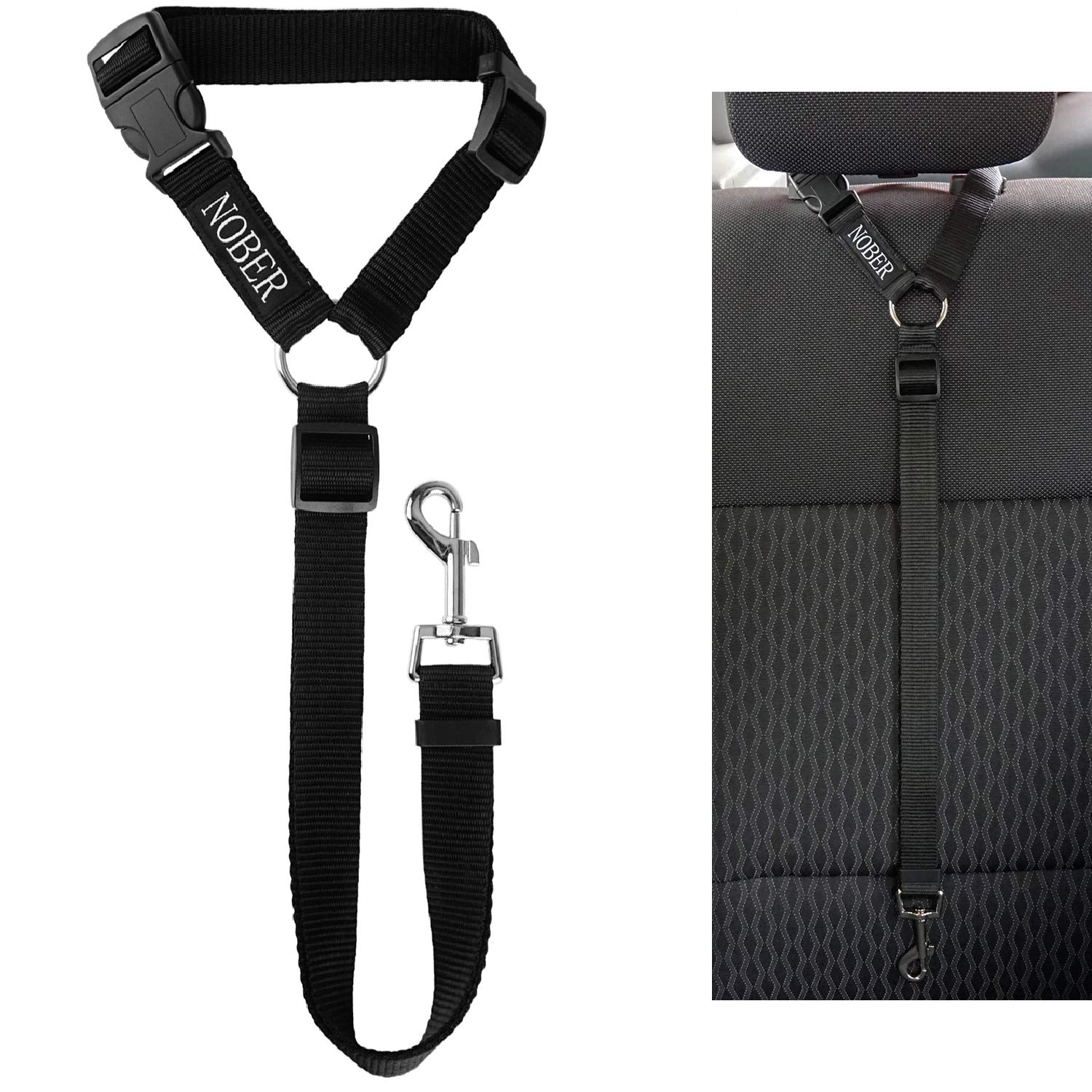 NOBER Pet Dog Cat Seat Belts, Car Headrest Restraint Adjustable Safety Leads Vehicle Seatbelt Harness 1 Pack
