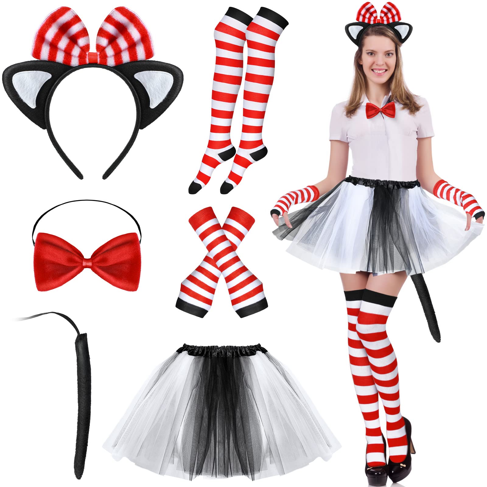 Leyndo Katzenkostüm Set – Tüllrock, Ohren, Fliege & Schwanz – Perfekt Für Cosplay & Partys
