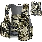 WTVIDAS Turkey Hunting Vest with Detachable Seat Cushion Camo Vest with Backpack Hunting Gear for Turkey Deer Fishing Fit Most Men's Body