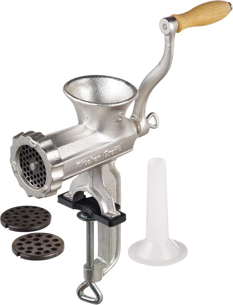 KitchenCraft Cast Iron Mincer No.5 - Manual Meat Grinder with Crank