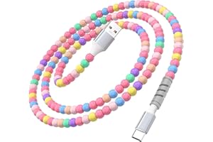 AHFYCIH Beaded USB A to USB C Car Phone Charger Cable 3FT for Carplay,3A PD Fast Charging Cute Bead Type-C Cord for iPhone17 