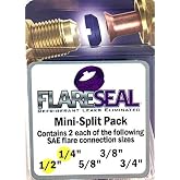 FlareSeal&reg; Model MSP-0408 Leak Free SAE Flare Connections - Refrigerant Leaks Refrigeration, HVAC, Ductless, Schrader Valve or Mini Split Applications (1/4", Mini Split Pack - (2) 1/4" and (2) 1/2")