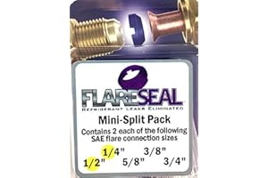 FlareSeal® Model MSP-0408 Leak Free SAE Flare Connections - Refrigerant Leaks Refrigeration, HVAC, Ductless, Schrader Valve or Mini Split Applications (1/4", Mini Split Pack - (2) 1/4" and (2) 1/2")
