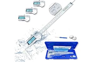 MUBYE Digital Caliper Micrometer Measuring Tool - 8 Inch /200mm Stainless Steel Electronic Vernier Calipers, IP54 Waterproof Protection Accuracy Gauge Switch from Inch Metric Fraction with LCD Screen