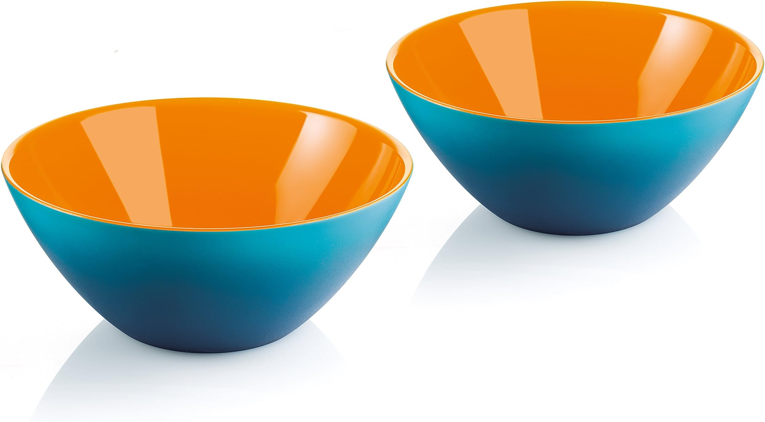Guzzini My Fusion Small Bowls, Set of 2, BPA-Free Shatter-Resistant Acrylic, 4-3/4 inch Diameter, Ideal for Desserts, Soups and Sides, Blue, Orange