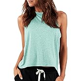 LASLULU Womens Crop Tops Sleeveless Workout Tops Halter Neck Cropped Tank Flowy Athletic Shirts Muscle Tank