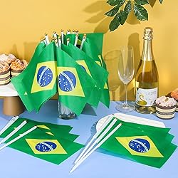 Brazilian Flags 20 Pack, Small Handheld Flags of