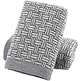 Pidada Hand Towels Set of 2 100% Cotton Checkered Pattern Absorbent Soft Decorative Towel for Bathroom 13.4 x 29.1 Inch (Gray)
