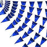32.8FT Blue Glitter Triangle Pennant Banner Flag Metallic Bunting Fabric Garland for Christmas Graduation Wedding Engagement Anniversary Bachelorette Birthday Bridal Shower Valentine's Party Decor