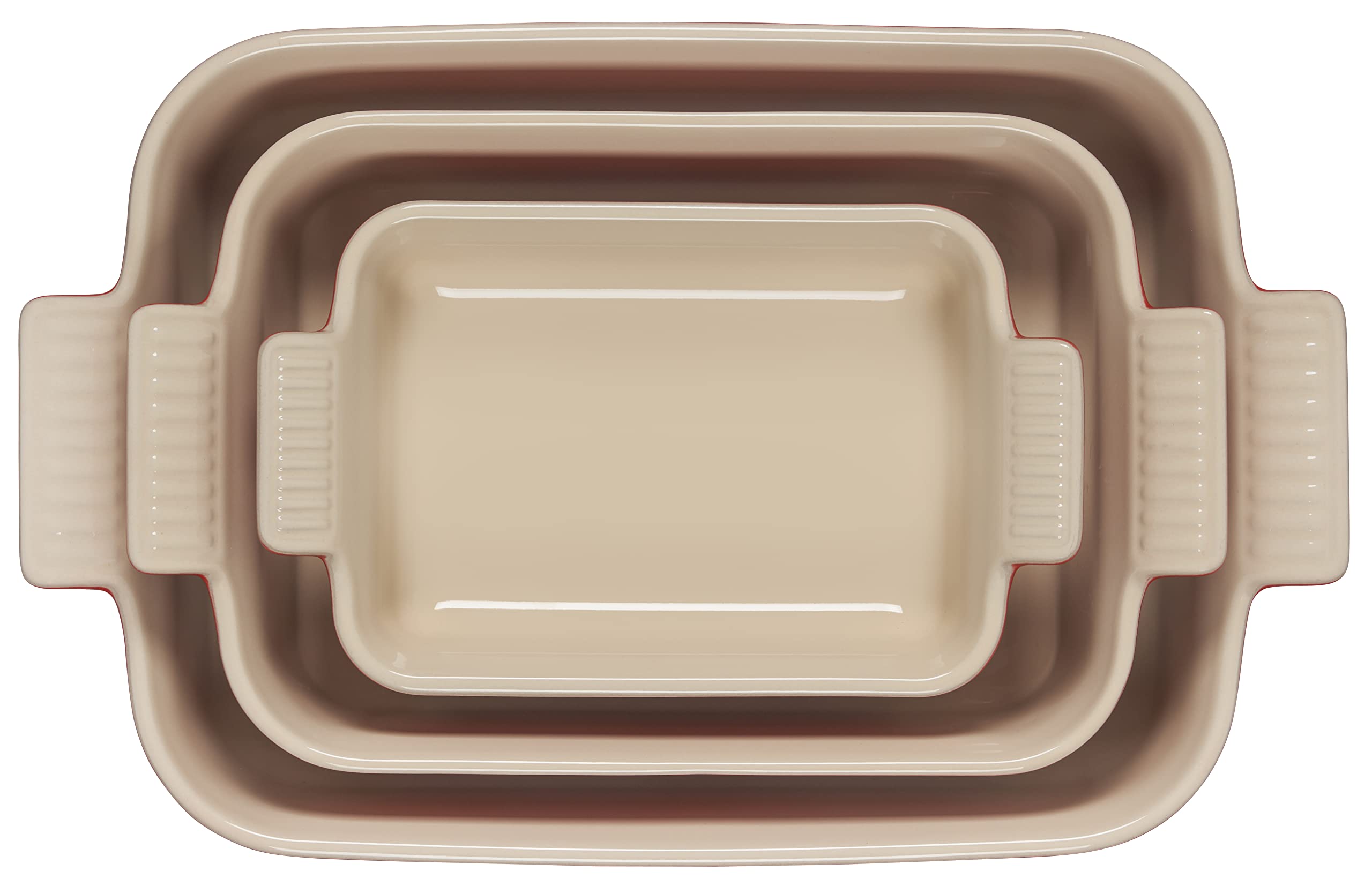 Le Creuset Stoneware Heritage Set 3 Rectangular Dishes, Cerise