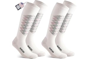 VANRORA 2-Pair Merino Wool Ski Socks, Made in USA Lightweight Snowboard Socks for Men & Women (Keystone)