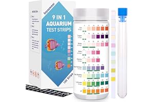 SAYSUMMER 9 in 1 Aquarium Test Strips, 100 Strips Aquarium Test Kits for Freshwater Saltwater, Aquarium Water Test Kit, Pond Fish Tank Test Strips Testing Iron, Copper, Nitrite, Nitrate, pH, Carbonate and More