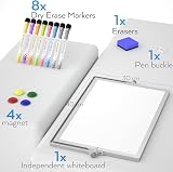 Nicpro Dry Erase Mini Whiteboard A3 40x30 cm Double Sided with Stand 8 Pens view 2