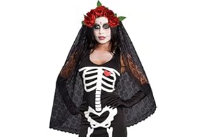 June Bloomy Day of the Dead Headpiece Rose Floral Crown Veil Halloween Costume Mexican Flower Headband