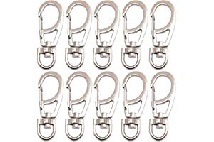 Bytiyar 10 PCS Small Metal Clasps Spring Swivel Snap Hooks Carabiner Clips with Rotating D-Ring