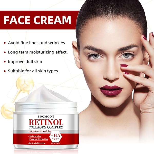 RETINOL COLLAGEN FACE CREAM WITH HYALURONIC ACID, WRINKLE CREAM FOR FACE, NECK WITH COLLAGEN HYALURONIC ACID, DAY & NIGHT MOISTURIZER FACE CREAM FOR MEN WOMEN, 1.75 OZ (1)