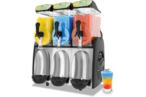 GSEICE Commercial Slushy Machine 12 Gallons Frozen Margarita Machine for Margaritas frozen Mockaritas Daiquiris, 110V/60Hz Slushie Machine with 3 Tanks for Restaurants Bars Beer Barn Home Party