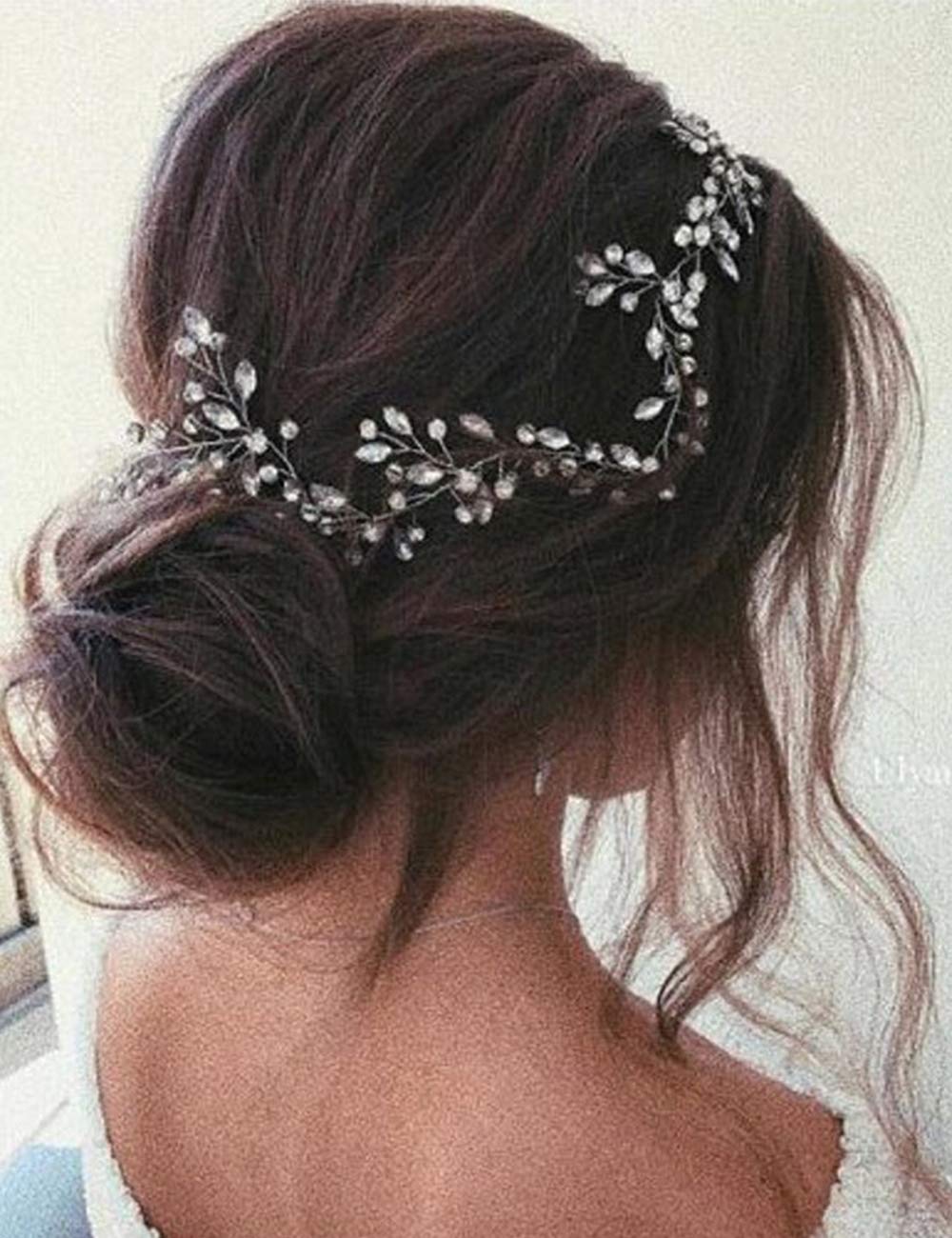 Anglacesmade Bridal Crystal Hair Vine Branch Rhinestone Headband Opal Wedding Headpiece for Bridesmaid Bride Prom Party Festival Hair Weaths for Women and Girls (Rose gold)