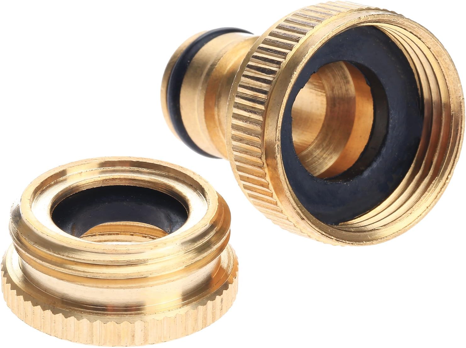 DRELD Garden Hose Tap Connector 2-in-1, 1/2" & 3/4" BSP Garden Hose Brass Tap