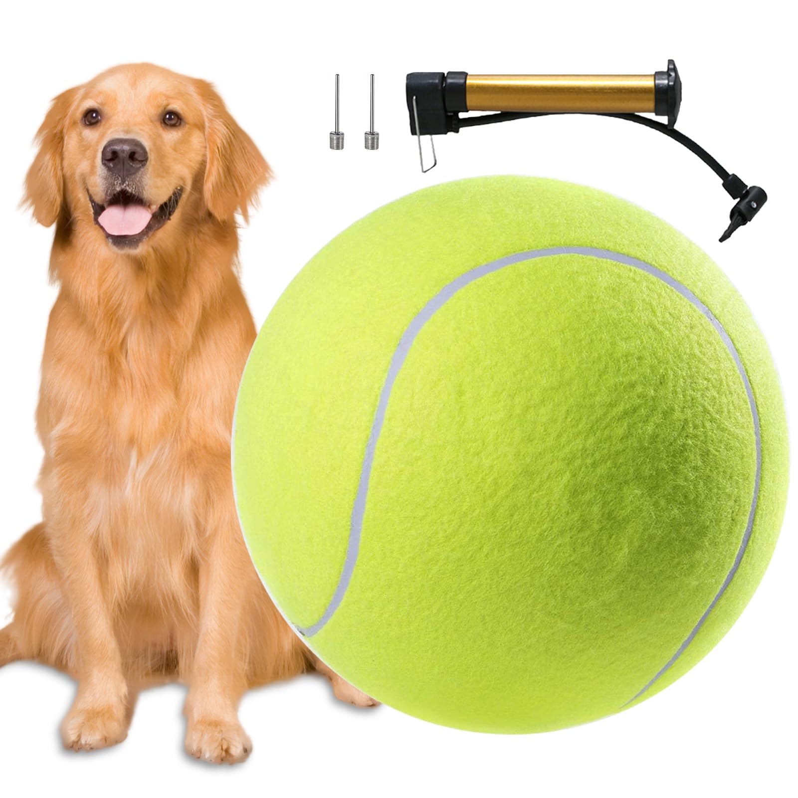 YONGHUO 9.5” Tennis Balls for Dogs, 310g Thickened Pet Toy Balls, Oversize Dog Tennis Balls, Giant 24cm Dog Tennis Ball, with Metal Pump and Needles, for Small Medium Large Dogs, Signature
