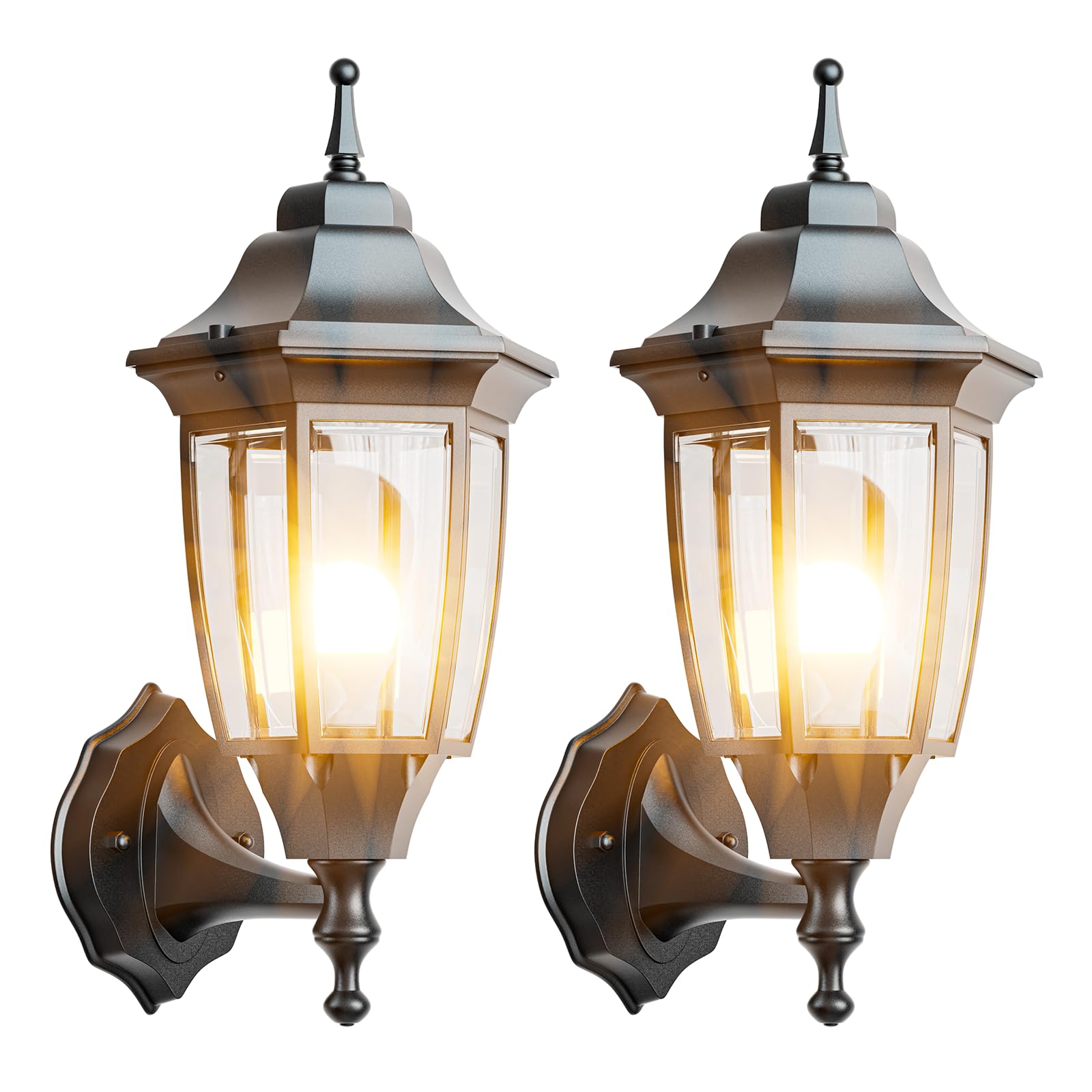 Photo 1 of EMART Outdoor Front Porch Light, Exterior Anti-Corrosion, Waterproof Aluminum & Glass Shades Wall Lamp Fixture, Modern Sconce Lantern for Outside, House, Garage - 2 Pack, Black ?Bulb Included?