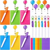 Lincia 6 Sets Dry Erase Badge Notepads with Markers and Retractable Reels | Bright Colors, Lined Reusable Notepads with Markers and Retractable Reels, Badge Accessories for Nurses, Doctors and Students