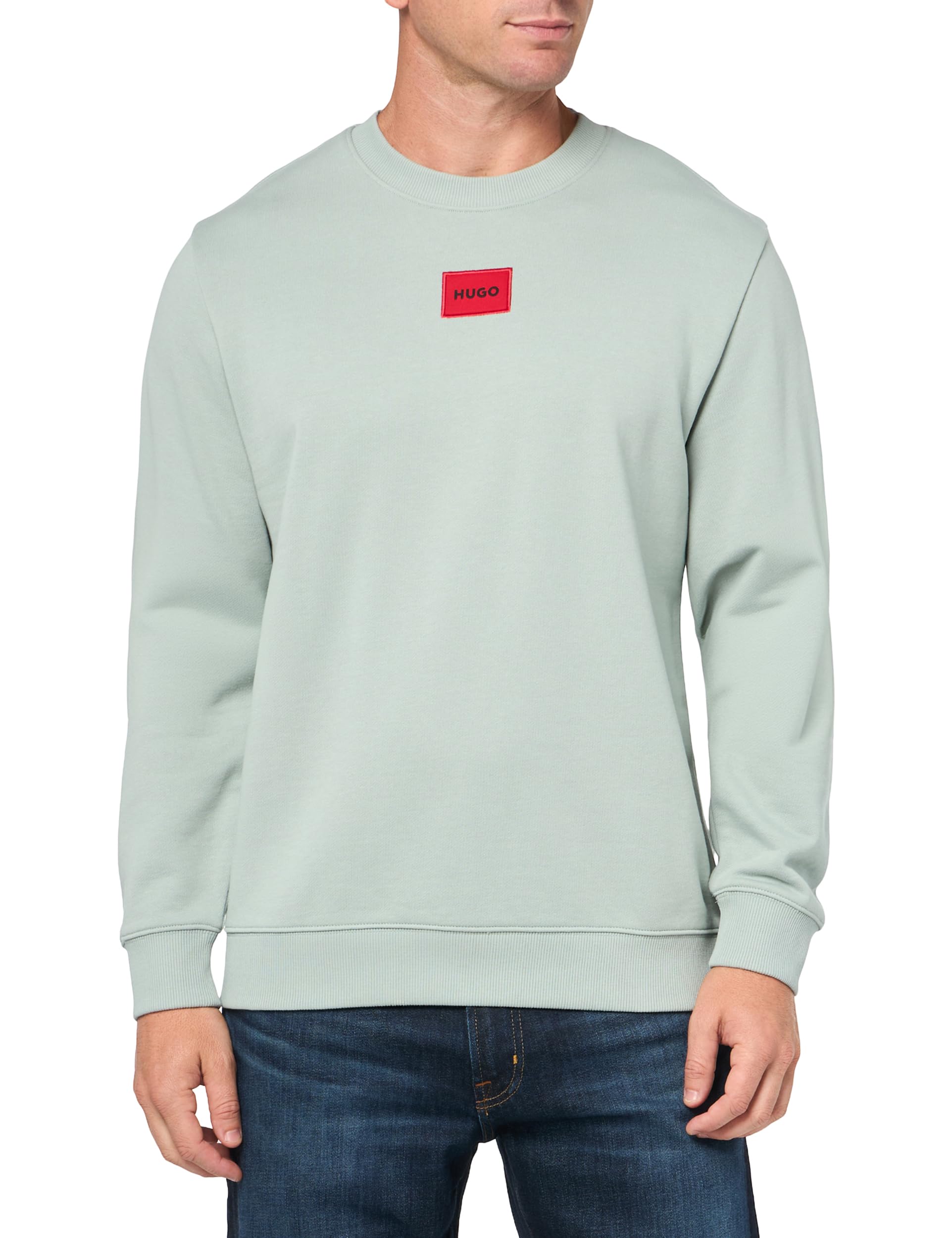 HUGO Regular Fit Square Logo Jersey Sweatshirt,cucumber green,XXL