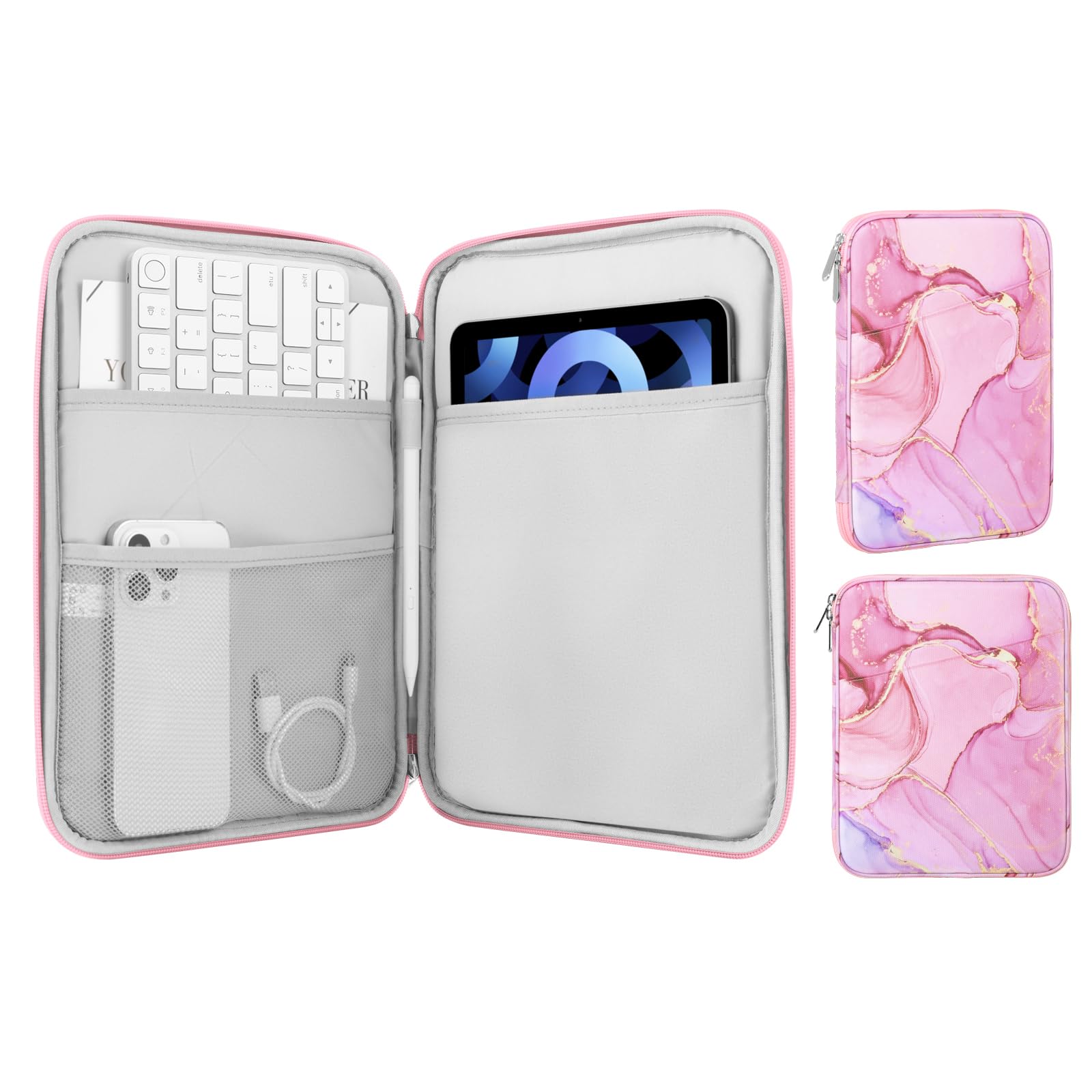 MoKo 9-11 Inch Tablet Sleeve Case, Fits 11inch iPad Air M3, iPad A16 2025, Pro 11 M4, iPad 10/9/8/7th, Galaxy Tab S9/S8/A8/A7, Protective Bag Carrying Case with Pocket,Cloudy Pink