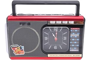 Jectse Speakers Radio Multifunctional Portable AM FM SW Radio with Clock and Flashlight, Vintage Speaker Radio for Outdoors, 