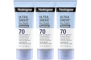 Neutrogena Ultra Sheer Dry-Touch Sunscreen For Face & Body, SPF 70 Broad Spectrum UVA/UVB Protection, Lightweight Water Resistant & Non-Greasy, Travel Size Sunscreen, 3 fl. oz (Pack of 3)