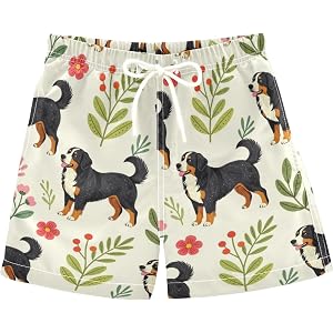 tplaotee Boy Swimsuits Cute Bernese Mountain Dog Toddler Swimtrunks Quick Dry Bathing Suits 5-12 Y