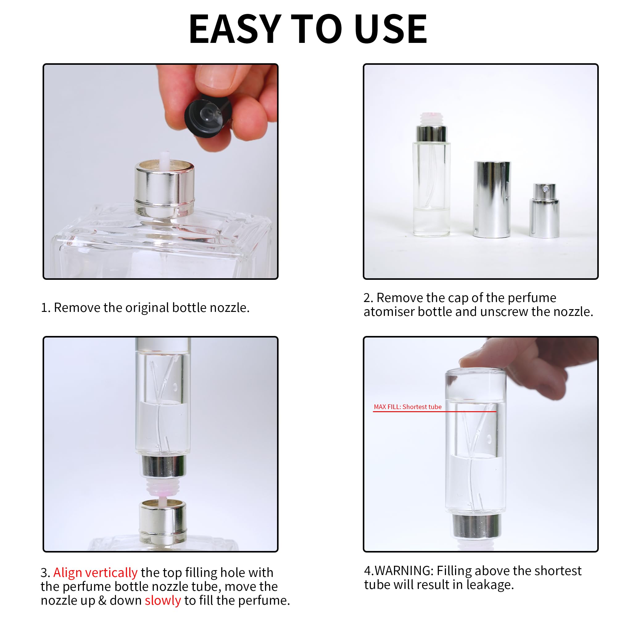 MUB Perfume Travel Refillable Atomizer Bottle 5ml Glass Overmolding Unique Top-Filling Leak-Proof Spray Bottle Atomizer Sprayer for Perfume Cologne Mini Travel Size Empty Pocket Portable