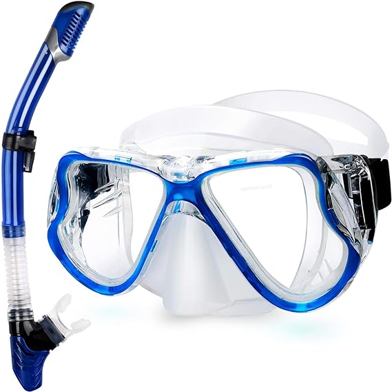 QcoQce 2019 Trocken Schnorchelset,Anti-Fog und Panorama-Weitblick Tauchmaske,Leichtes Atmen und Professionelle Schnorchelmask